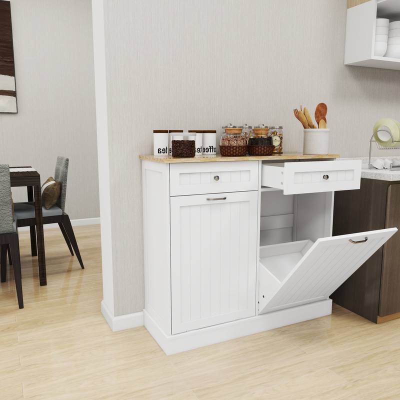 Stylish Tilt-Out Trash Cabinet with Drawers