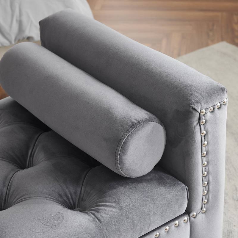 Chic Velvet Storage Bench with Armrests