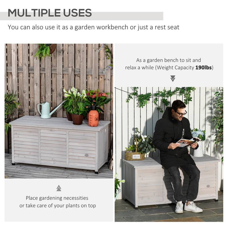 Outsunny Stylish Wooden Deck Box with Weatherproof Finish