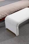 Chic Ivory Boucle Ottoman with Gold Legs