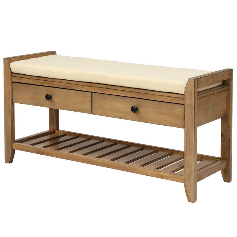 Cozy Storage Bench with Shoe Rack and Drawers