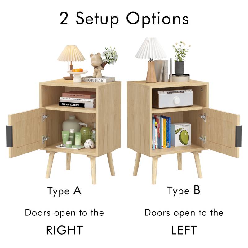 Chic Rattan Nightstand with Open Shelf - Perfect for Small Spaces
