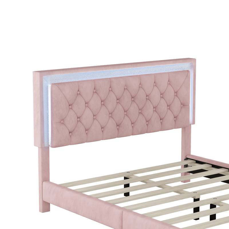Pink Dream Bedroom Set with LED Bed and Nightstands