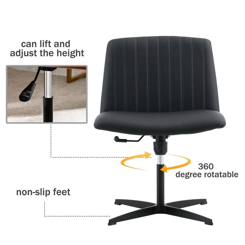 Sleek Black Adjustable Swivel Chair for Home & Office