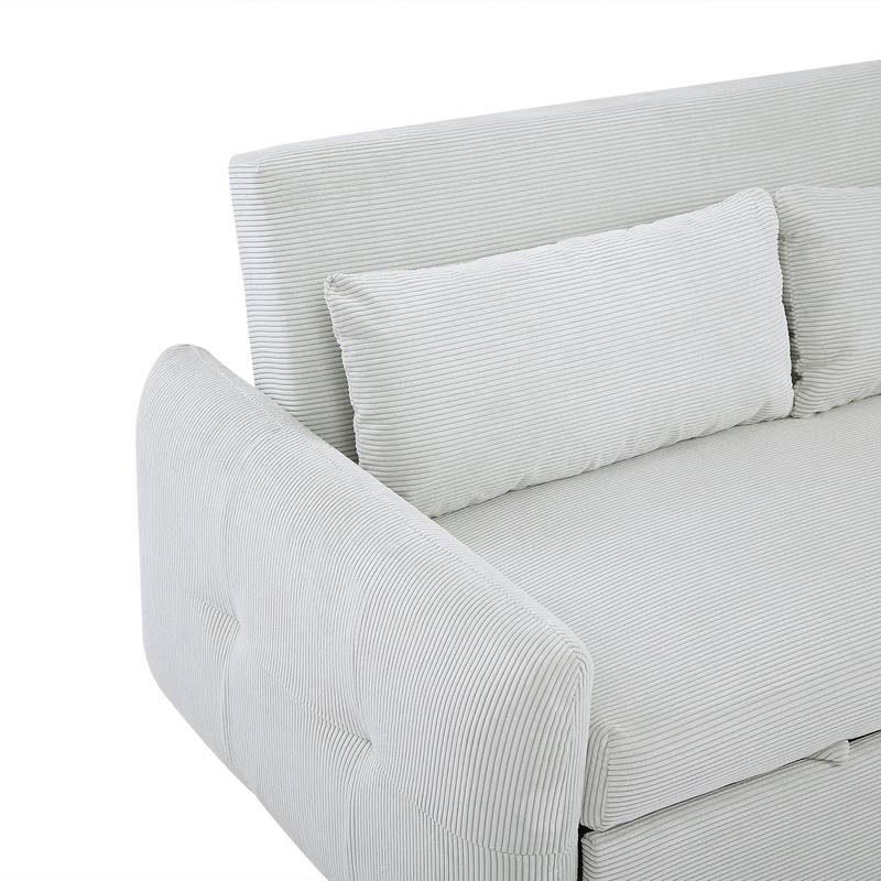 Light Blue Sleeper Sofa with USB Ports and Pillows