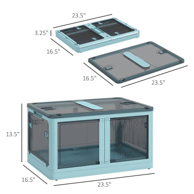 Blue Stackable Storage Bins with Wheels