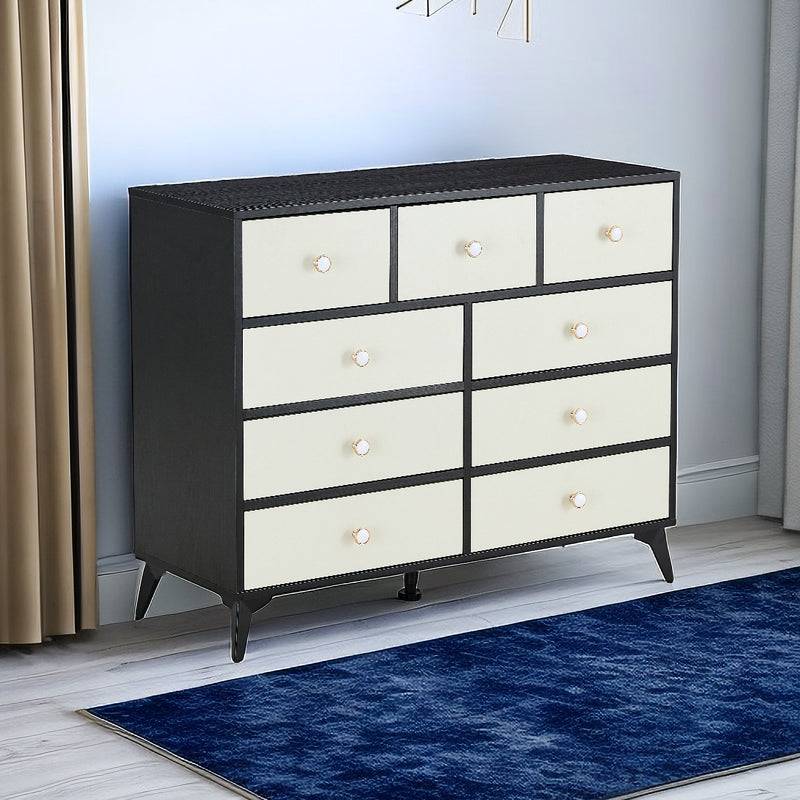 Sleek Black Dresser with Nine Drawers