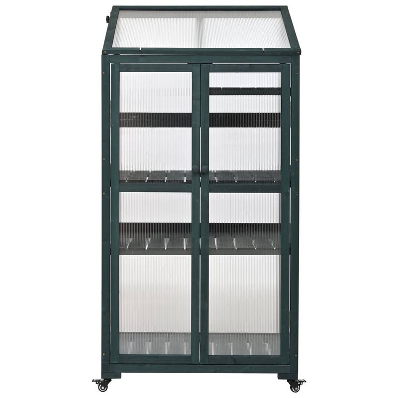 EasyMove Greenhouse: Portable Wooden Oasis with Adjustable Shelves