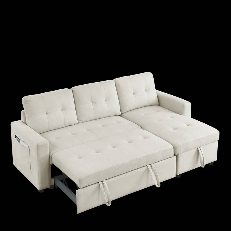Cozy Reversible Sleeper Sofa with Storage Space