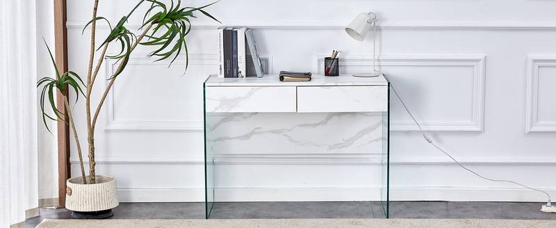 Eco-Friendly Minimalist Dresser & Desk with Double Drawers