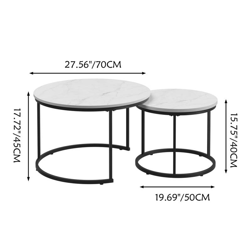Chic Nesting Coffee Tables with Marble-Look Surface