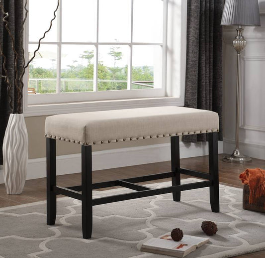 Tan Nailhead Dining Bench