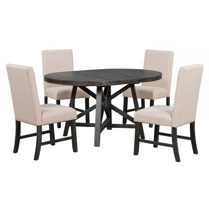 Retro Chic Dining Set with Expandable Table and Cozy Chairs