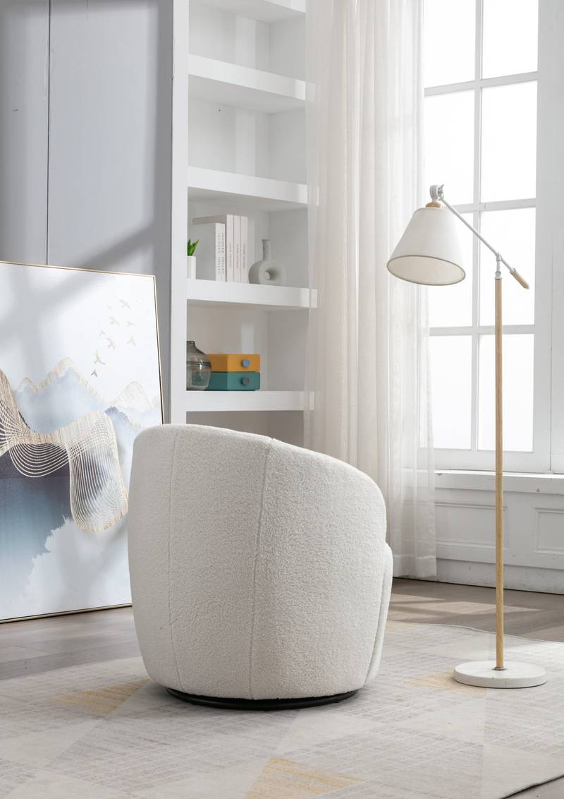 Cozy Ivory Swivel Accent Chair