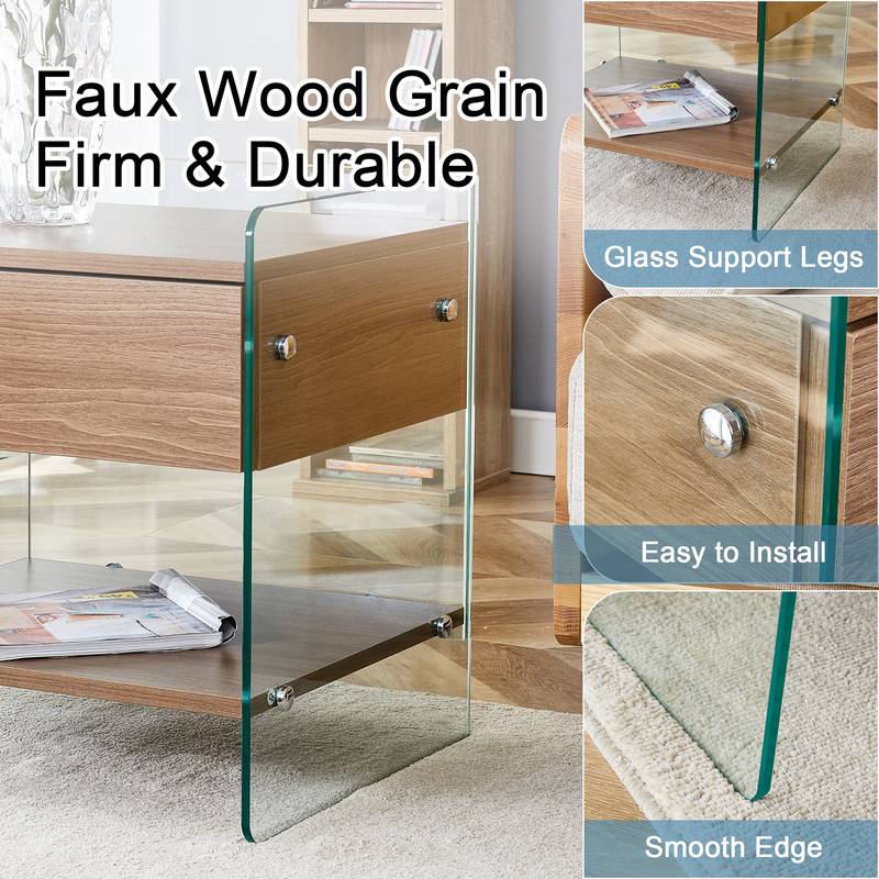 Chic Glass-Top Nightstand with Drawers