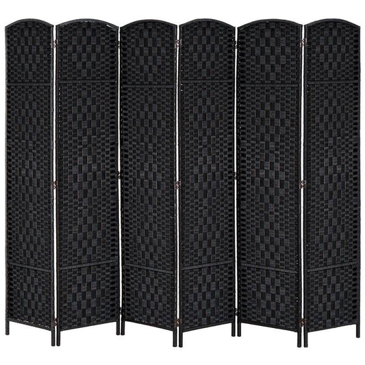 Chic Black Wicker Room Divider