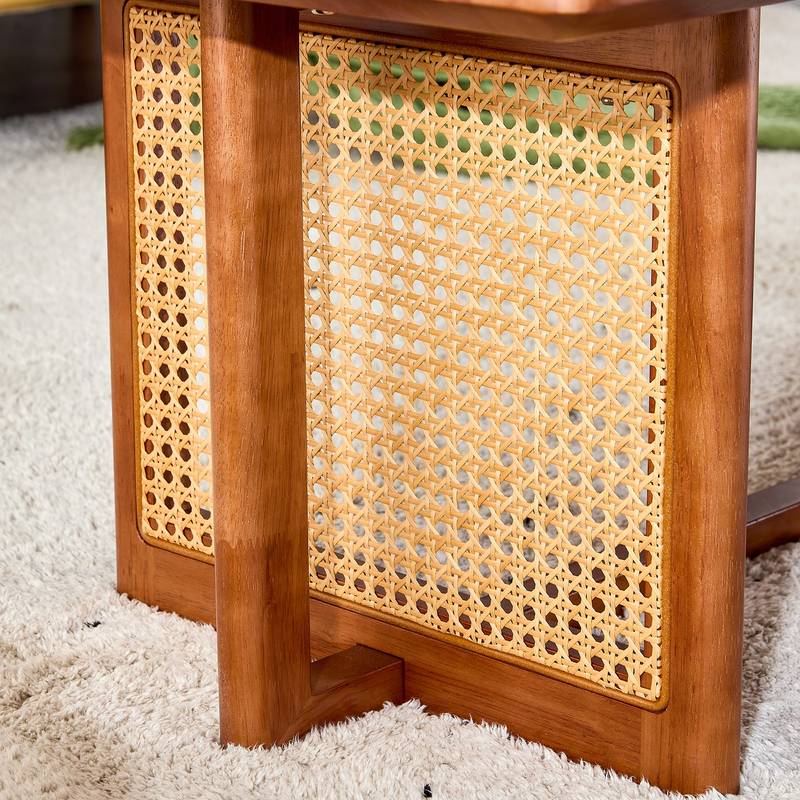 Walnut Rattan-Inspired Tea Table