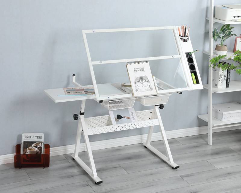 Versatile Glass Drafting Table & Chair Set
