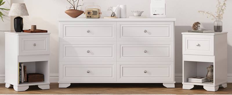 Chic Retro Bedroom Collection with Elegant Dresser and Nightstands