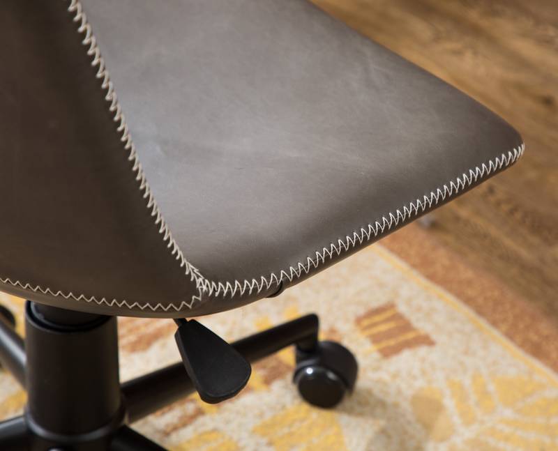Swivel Style Faux Leather Office Chair in Antique Gray