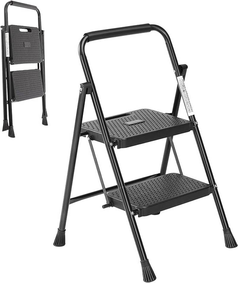 Easy Reach Step Ladder - Lightweight & Foldable with Wide Anti-Slip Pedal
