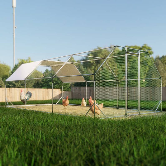 Spacious Galvanized Chicken Coop and Run