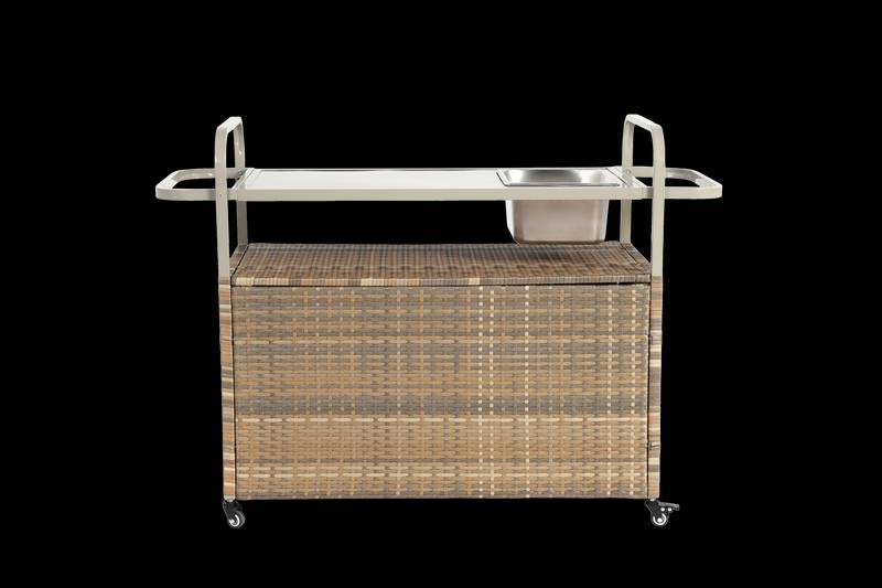 Chic Patio Bar Cart with Ice Bucket and Wheels