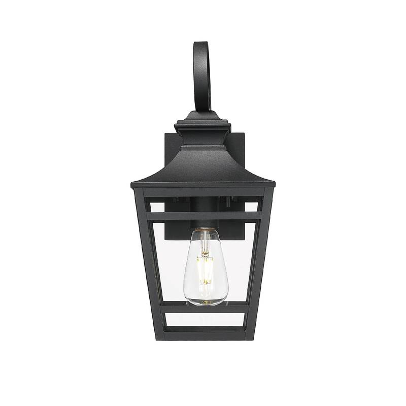 Sleek Black Outdoor Wall Sconce with Clear Glass