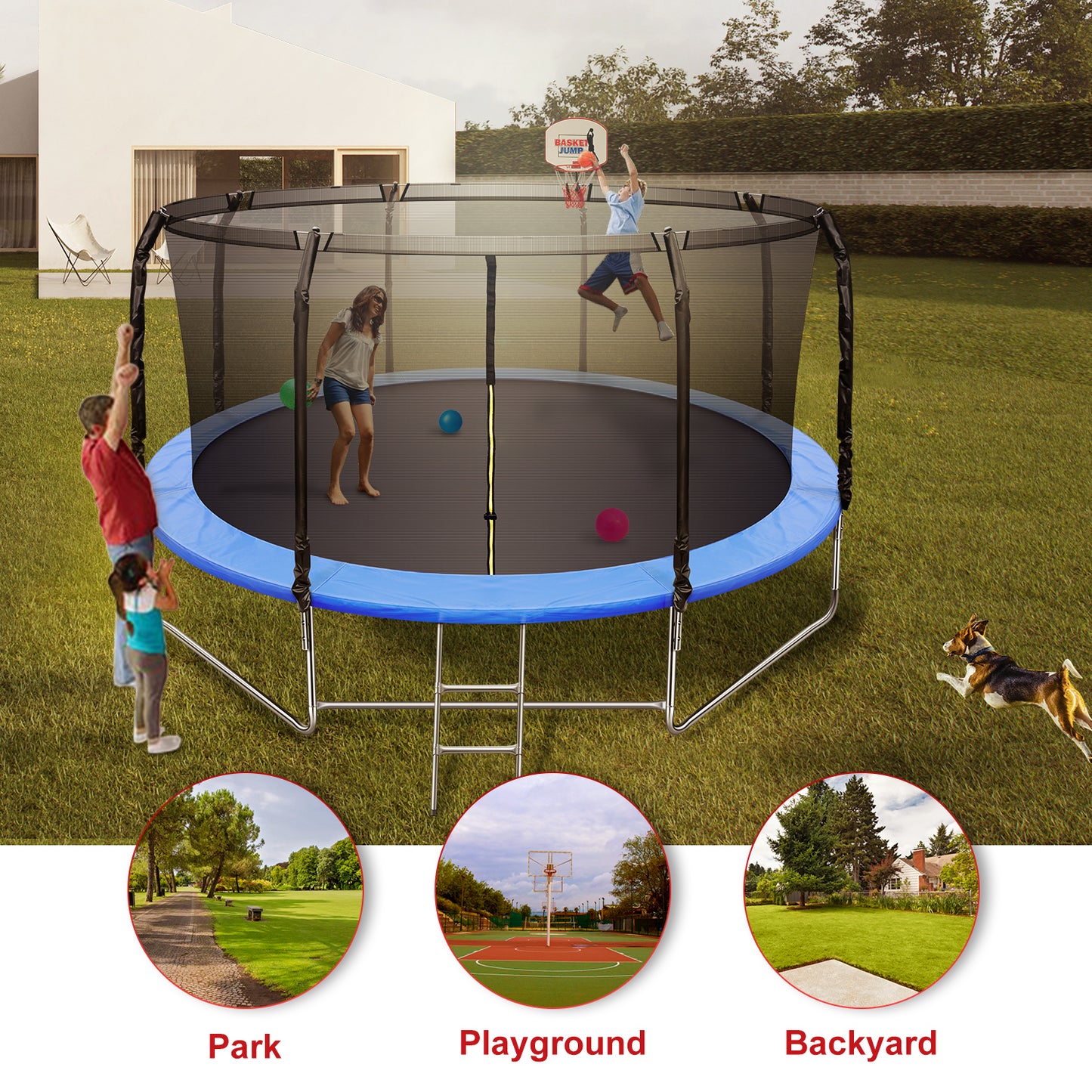 14ft Kid's Trampoline - Jump & Play Edition