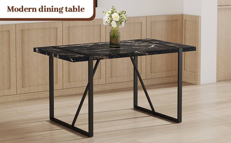Chic Black Rectangular Dining Table for Gatherings