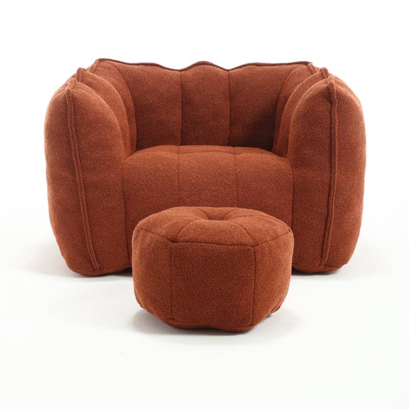 Cozy Foam Bean Bag Lounge Chair with Footstool