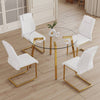 Chic Glass Dining Set with White Upholstered Chairs