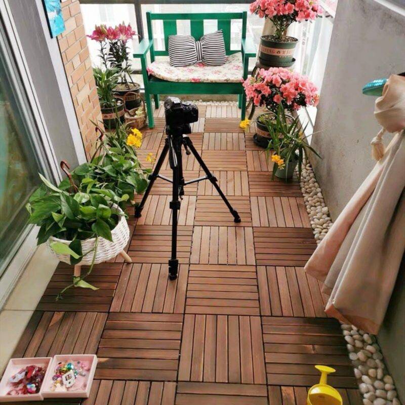 Striped Acacia Deck Tiles for Outdoor Style