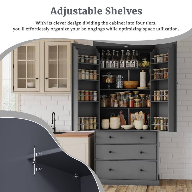 Farmhouse Charm Pantry Cabinet - Stylish Storage Solution for Your Kitchen