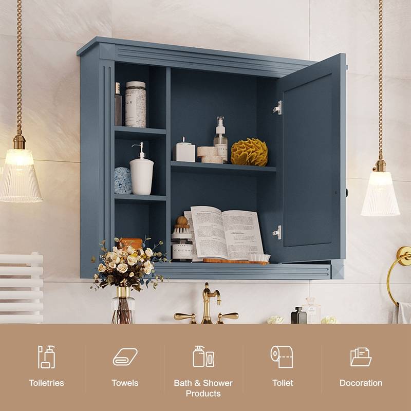 Sleek Wall-Mount Bathroom Cabinet with Mirror & Shelves