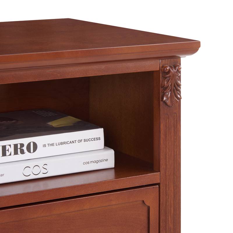 Chic Farmhouse Nightstand with USB Charging & Storage
