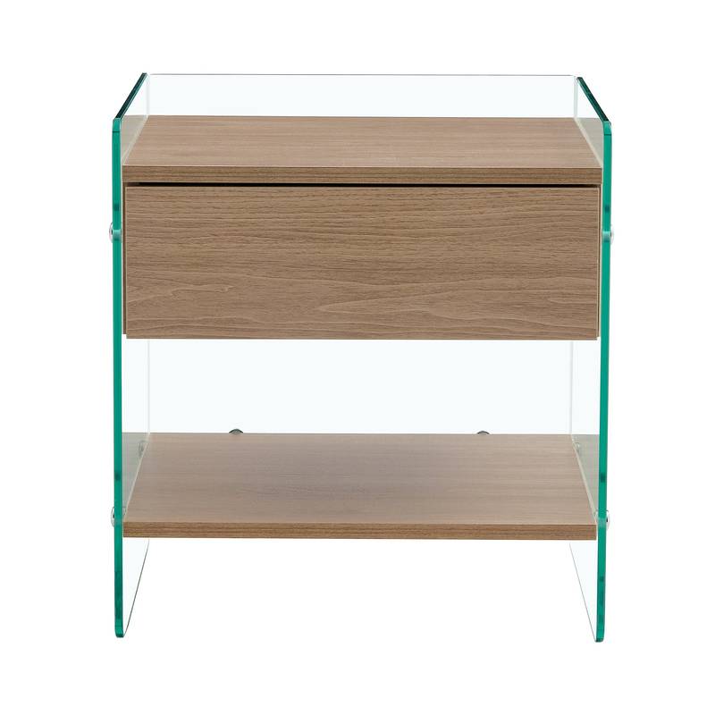 Chic Glass-Top Nightstand with Drawers