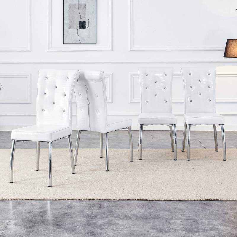 Chic Alligator Skin Dining Chairs with Crystal Accents