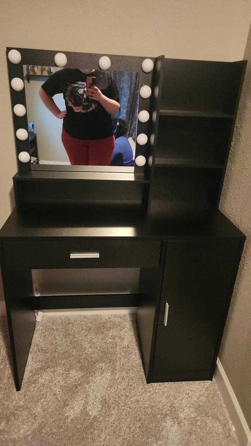 Chic Vanity Station with Mirror & Light