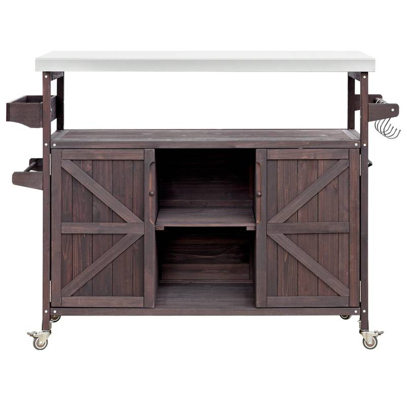 Rustic Rolling Outdoor Kitchen Bar & Grill Station