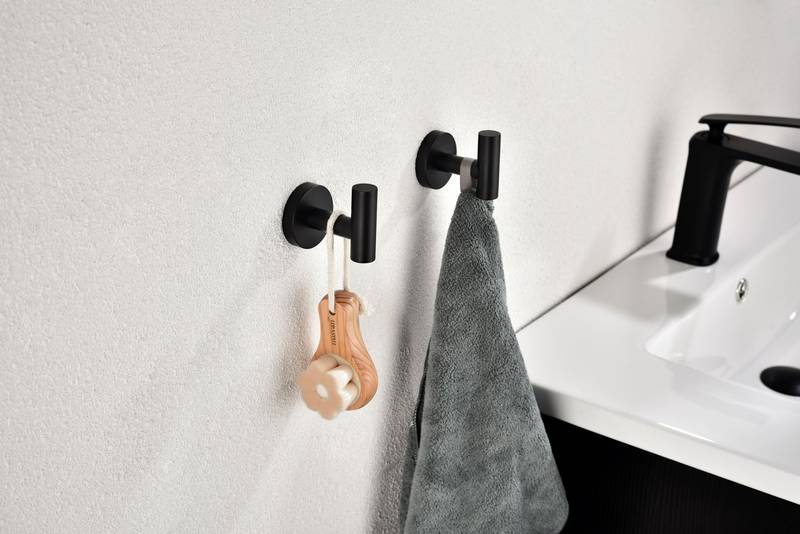 Sleek Black Wall Hooks - No Drill, Stylish & Functional!