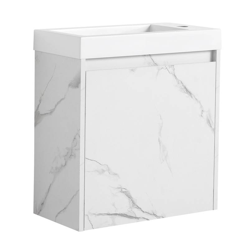 Chic Wall-Mounted Bathroom Vanity with Resin Sink & Quiet-Close Door