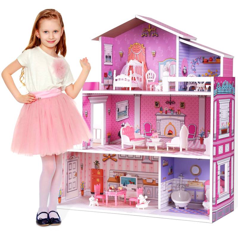Cozy Wooden Dollhouse with Furniture Set for Kids