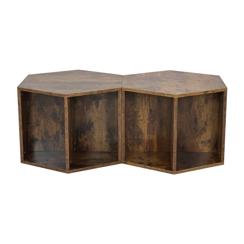 Chic Hexagon Wood Coffee & Side Table Set