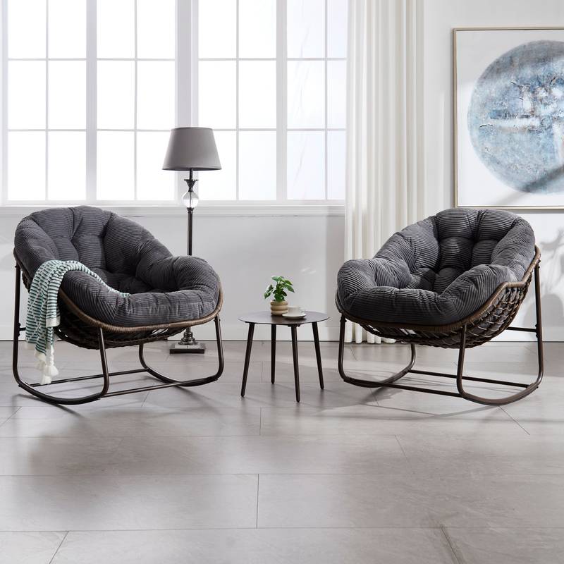 Cozy Rattan Rocker Chair for Outdoor Relaxation