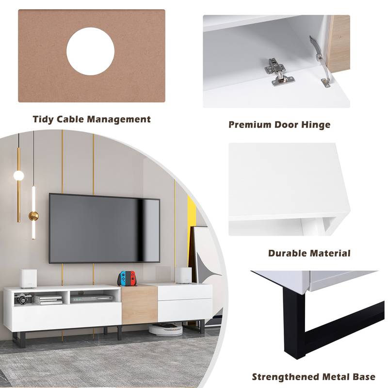 Stylish TV Stand with Ample Storage & Drop-Down Door