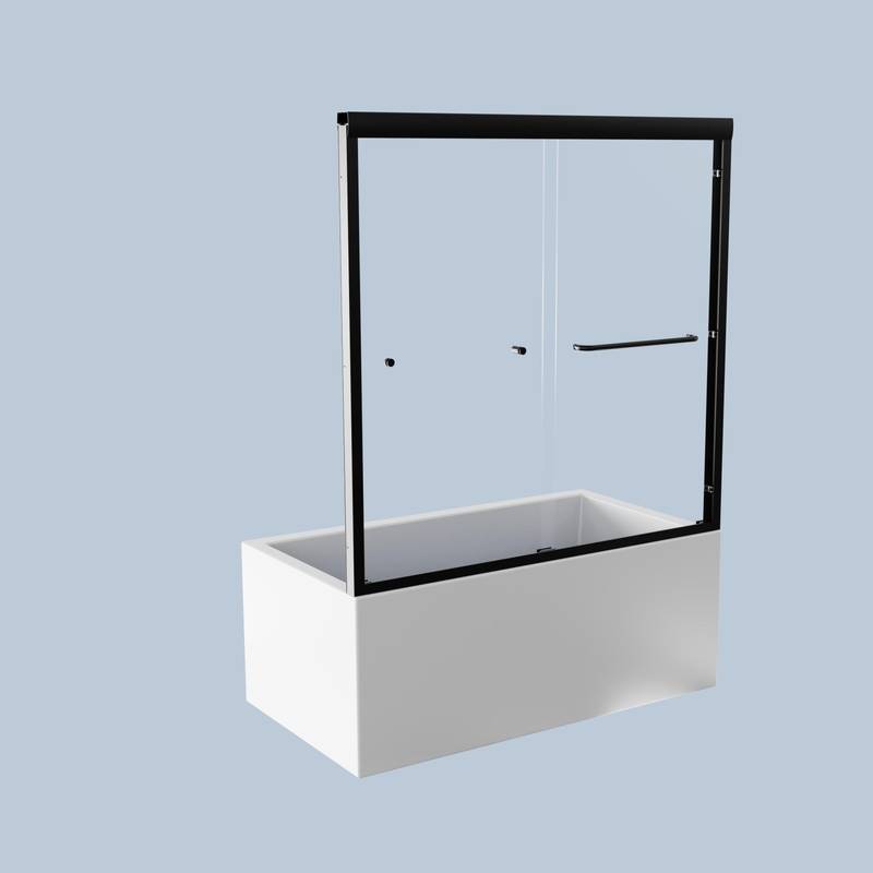 Sleek Matte Black Double Sliding Tub Door