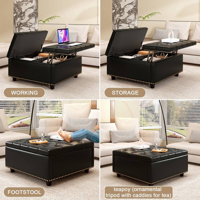 Chic Storage Ottoman with Stylish Footrest