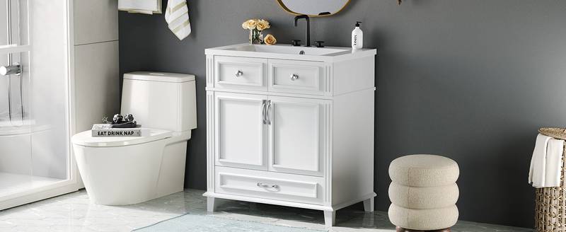 Charming Retro Bathroom Vanity with Soft Close Doors