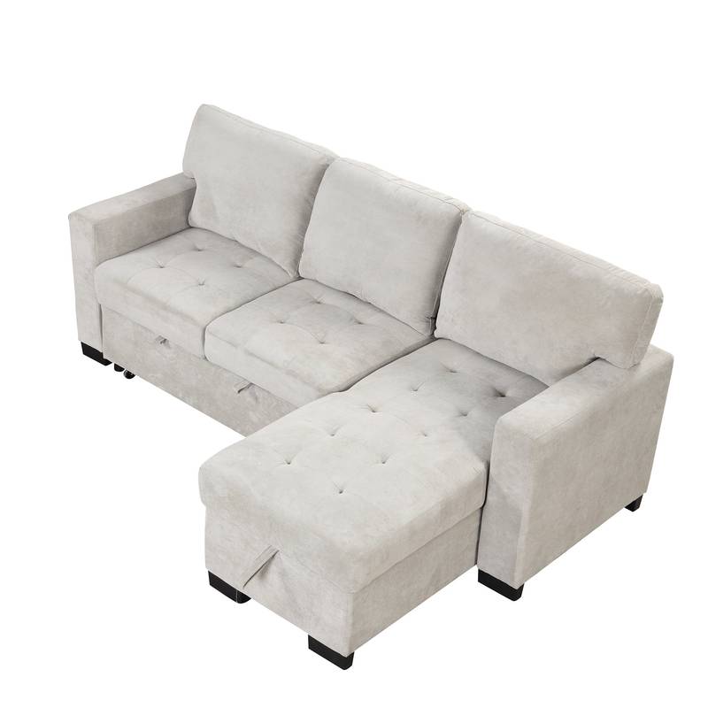 Chic Light Gray Chaise Lounge with Hidden Storage and USB Charger